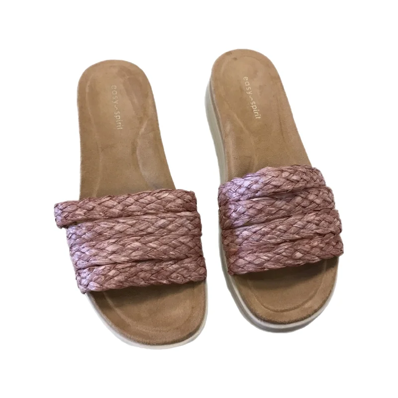 Flats with plush outsole padding -Shoes Flats By Easy Spirit In Pink & Tan, Size: 8