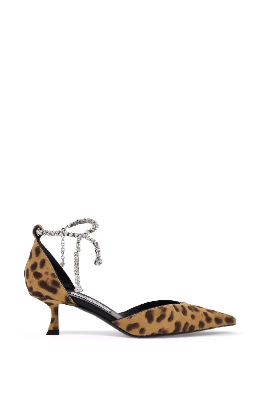 High heels with sealed seams -JIMMY CHOO Animal Print Pointed Toe Pumps with Crystal Detail