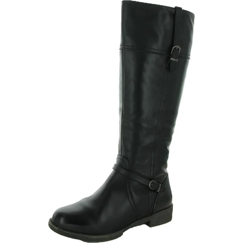 Boots for women with wide calves -Propet Womens Tasha Leather Block Heel Mid-Calf Boots