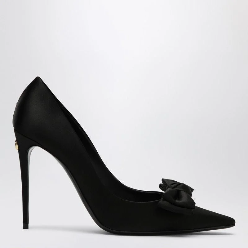 High heels for long events -DOLCE & GABBANA Elegant Satin Pumps with Bow Design