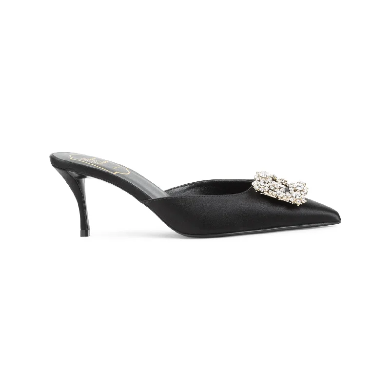 High heels with extra-wide fit -ROGER VIVIER Flower Strass 65 Flat Pumps for Women