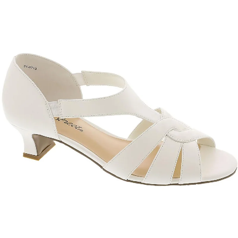 Breathable sandals for light beach strolls-Easy Street Womens Essie Faux Leather Op Kitten Heels