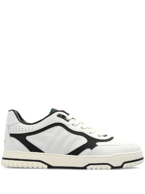 Breathable athletic shoes for hot runs-GUCCI Re-Web Colorblock Leather Sneakers