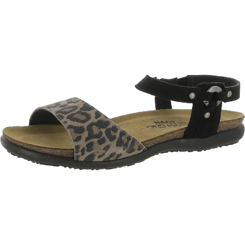 Cheap sandals for quick coastal fun-Naot Womens Sabrina Suede Animal Print Slingback Sandals