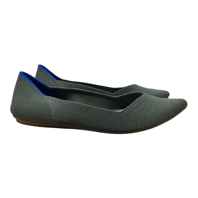 Flats with resilient midsole builds -Green Shoes Flats By Rothys, Size: 6.5