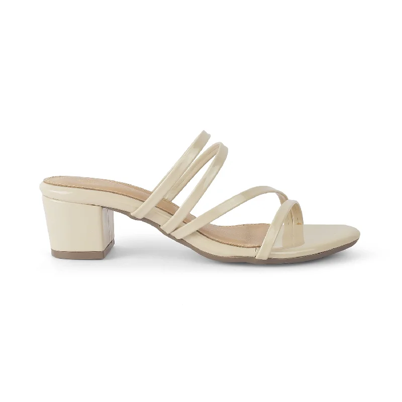 Premium sandals for coastal retreats-Tresmode Teuice Beige Women's Dress Block Heel Sandals