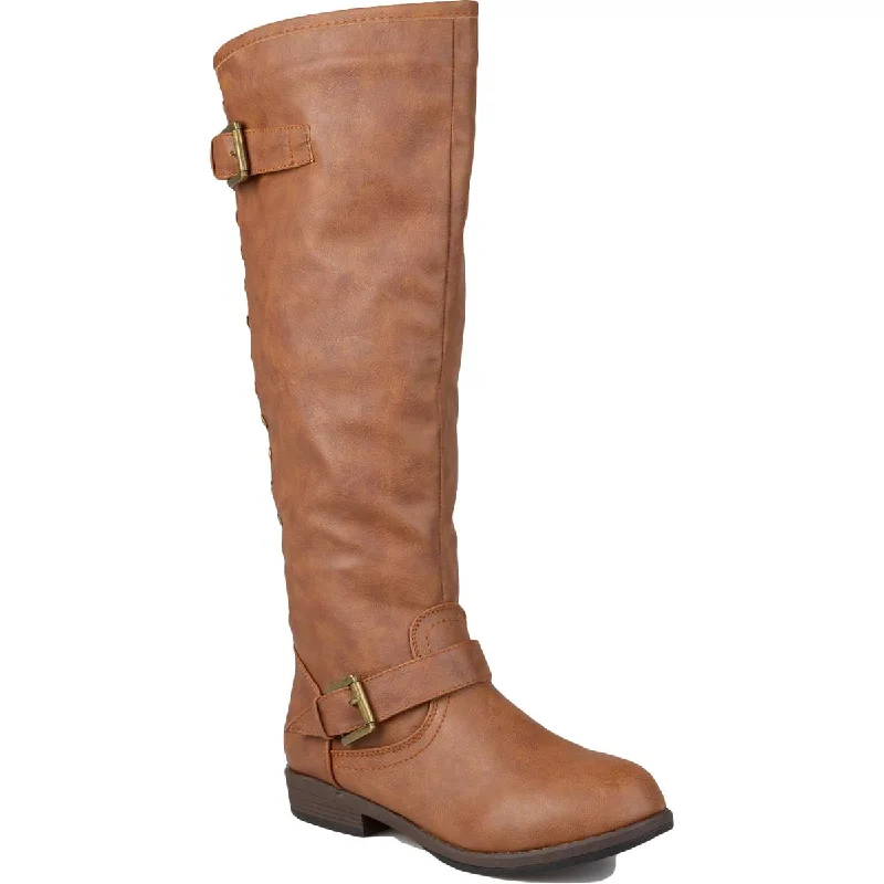 Boots for men with foot fatigue -Journee Collection Womens Spokane Faux Leather Riding Boots