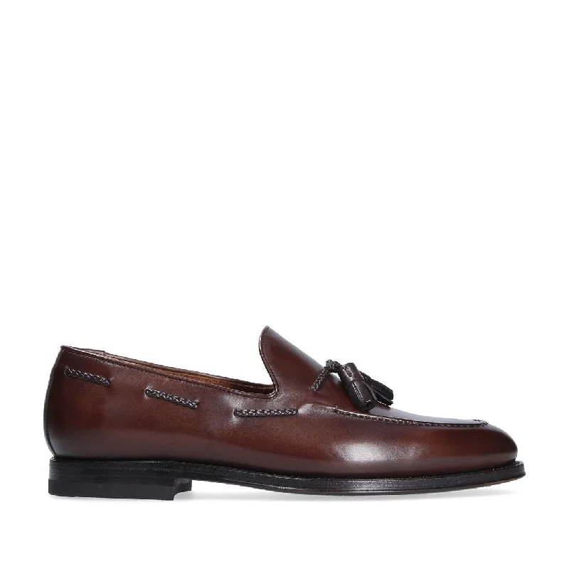 Slip-on loafers for easy evenings-Franceschetti Harry Men's Shoes Dark Brown Calf-Skin Leather Tassels Loafers (FCCT1016)