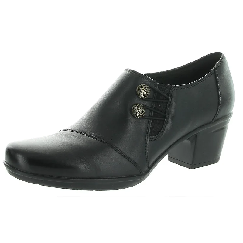 Boots with faint reflective comfort -Clarks Women's Emslie Warren Leather Ortholite Block Heel Pump Ankle Bootie