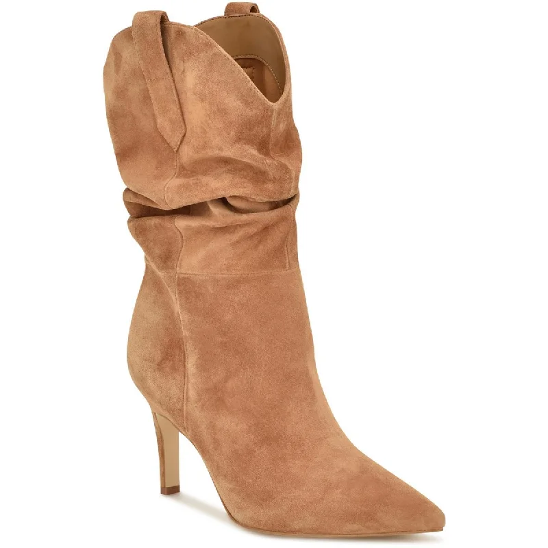 Boots for women with toe comfort -Nine West Womens Gonda Heels Faux Suede Mid-Calf Boots