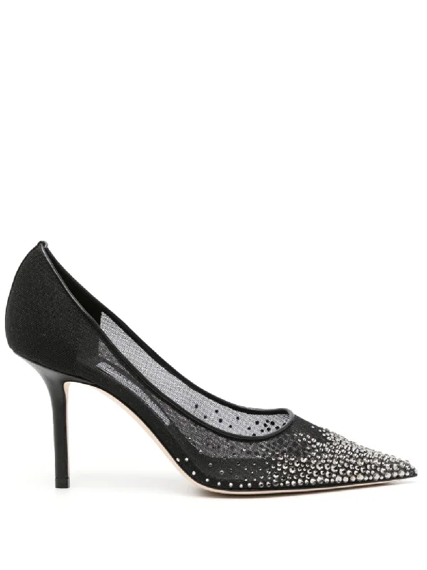 High heels with smooth leather -JIMMY CHOO Love 85 Crystal Embellished Pumps